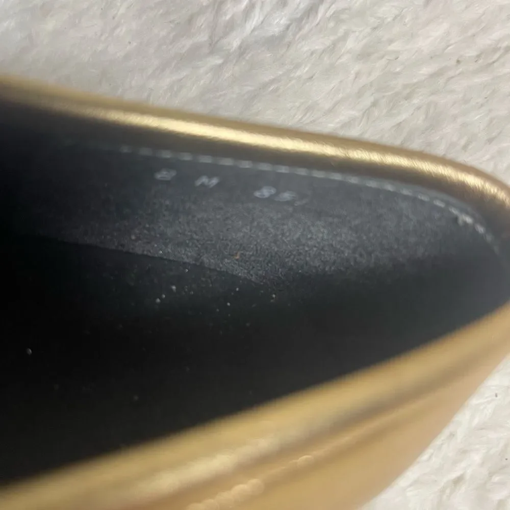 Tic Tac Toe leather Gold wedge slip on SZ8M